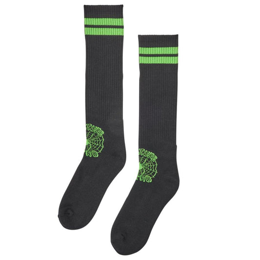 Creature Web Tall Socks - Black/Green 9-11