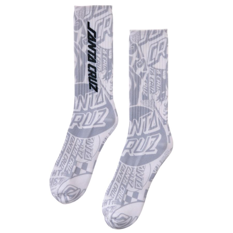 Santa Cruz Flier Crew Socks - White 9-11