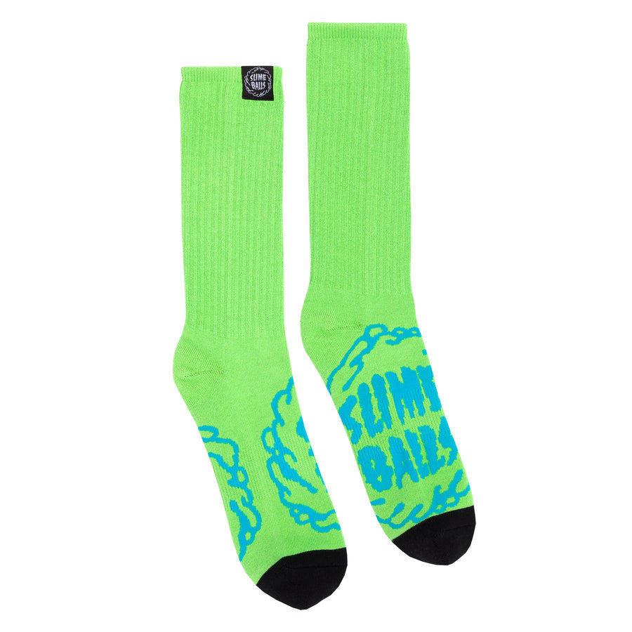 Slime Balls Mono Splat Crew Socks - Slime Green 9-11