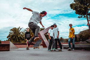 community skateboarding in skatepark