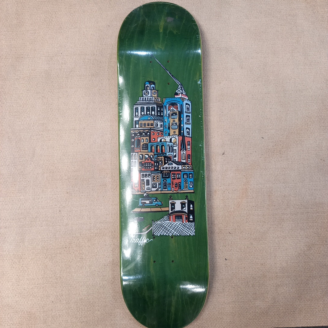 Traffic Community City Blocks Skateboard Deck - Green