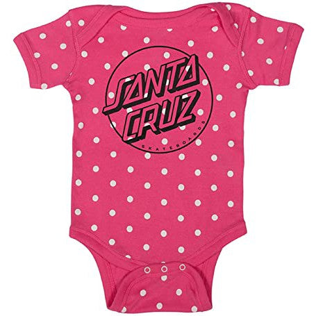 Santa Cruz Opus Dot One Piece Infant T-Shirt - Raspberry/White Dot