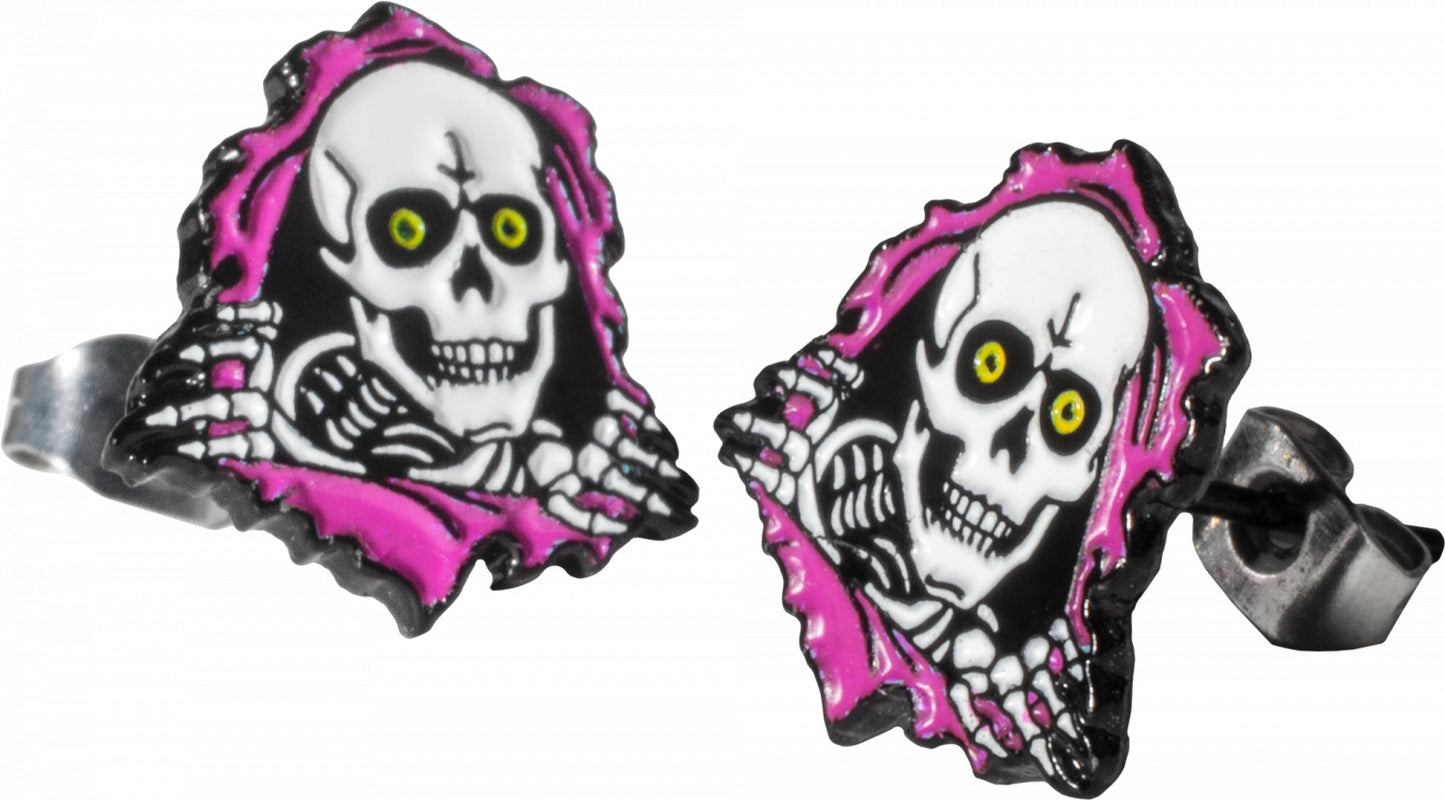 Powell-Peralta Ripper Earrings - Hot Pink