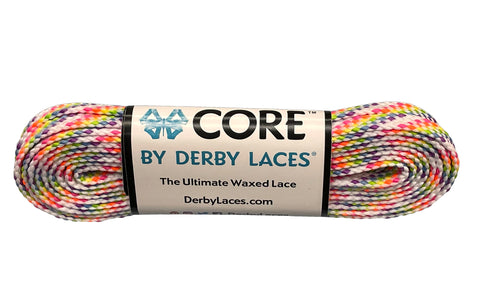 Derby CORE Roller Skates Laces - Rainbow White  96" [244cm]