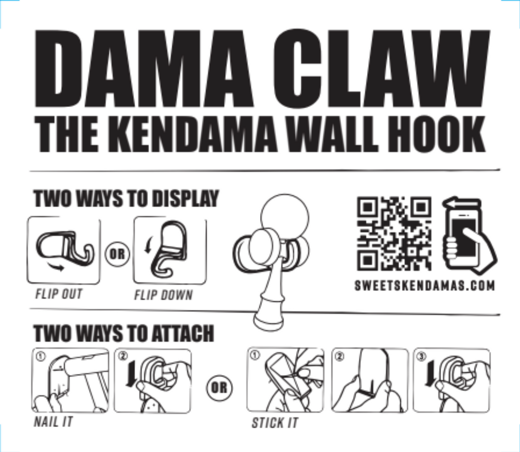 Sweets Kendamas Dama Claw Kendama Wall Hook - White