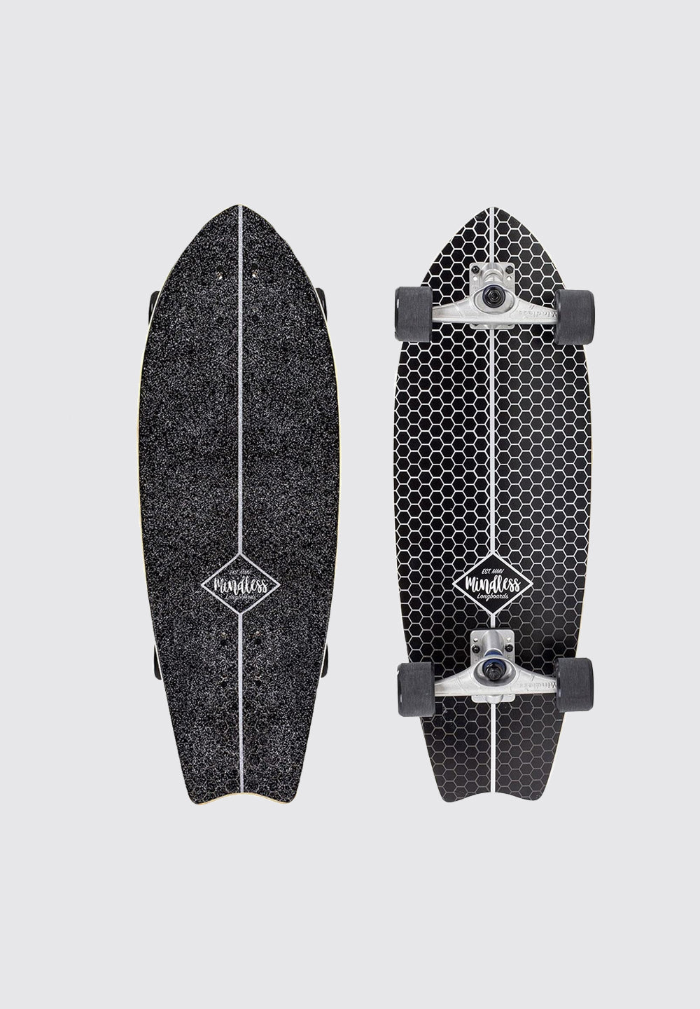 Mindless Surf Skate Fish Tail Surfskate Complete - Black 29.5"
