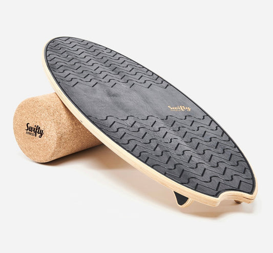 Swifty Balance Board, Roller and Bracket Bundle - Classic Black