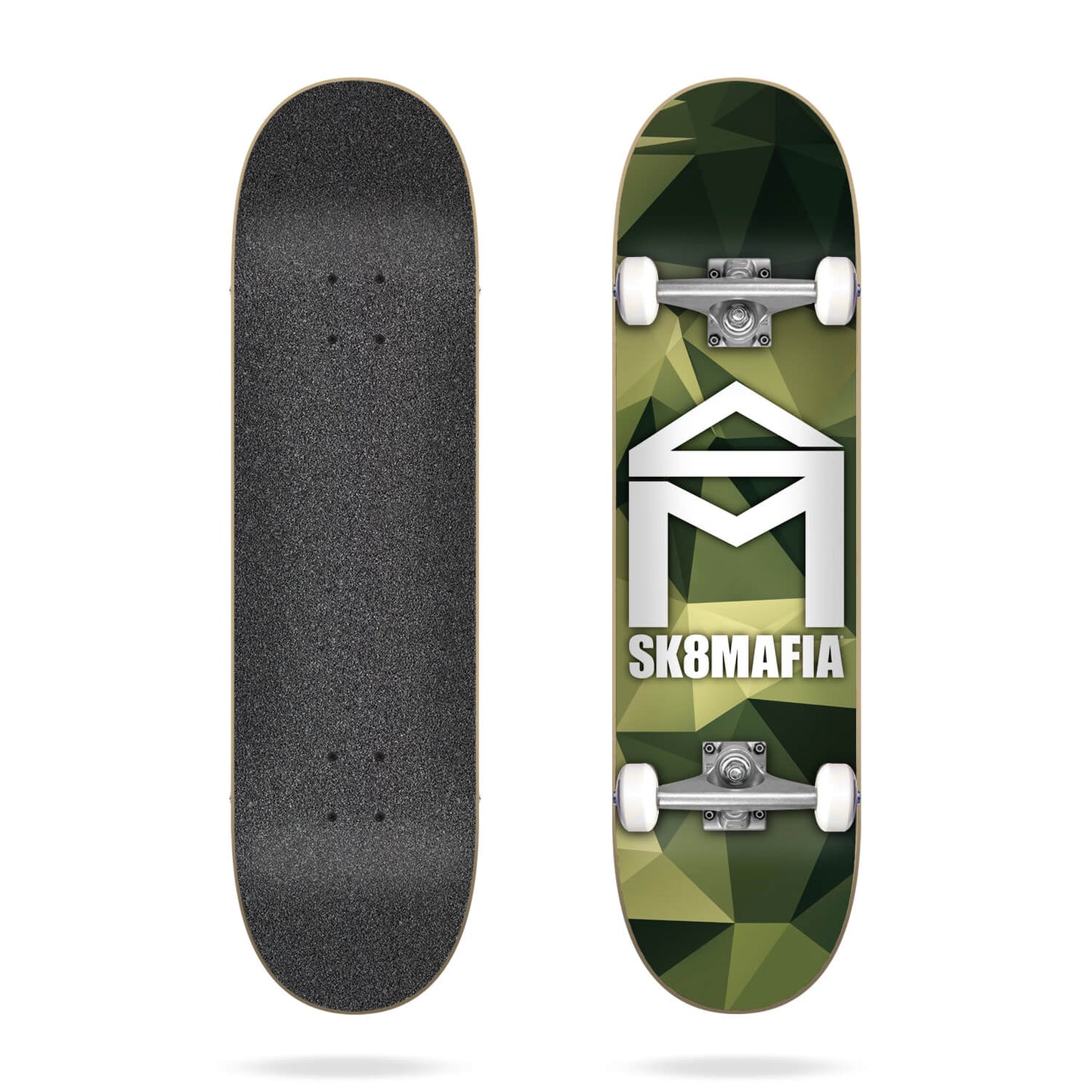 Sk8Mafia HOUSE LOGO CAMO Skateboard Complete - Green 7.87"