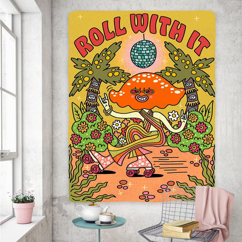 Vintage Rock Hip Hop 70s 60s Tapestry - ROLL WITH IT [75X58cm]