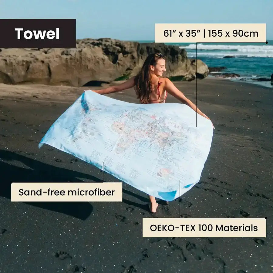 Awesome Maps - Hiking Map Towel [170 X 90cm]