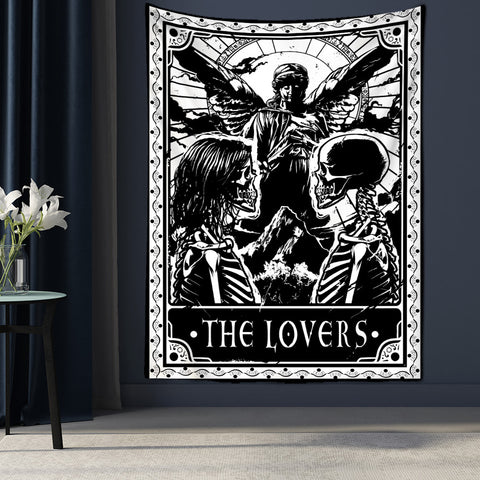 Black Tarot Card Tapestry - THE LOVERS [75x58cm]