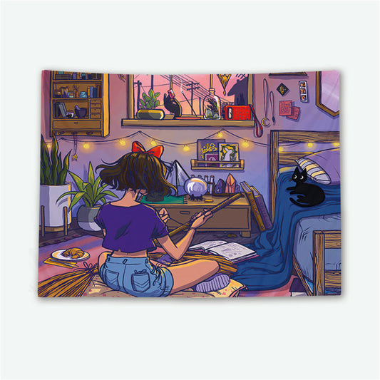 LX Girl Studying Tapestry [95X73cm]