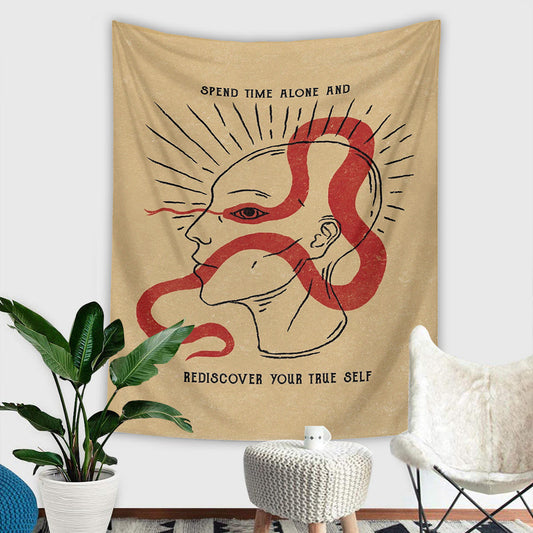 LX Bohemian Meditation Inspired Tapestry - Spend Time Alone [75X58cm]