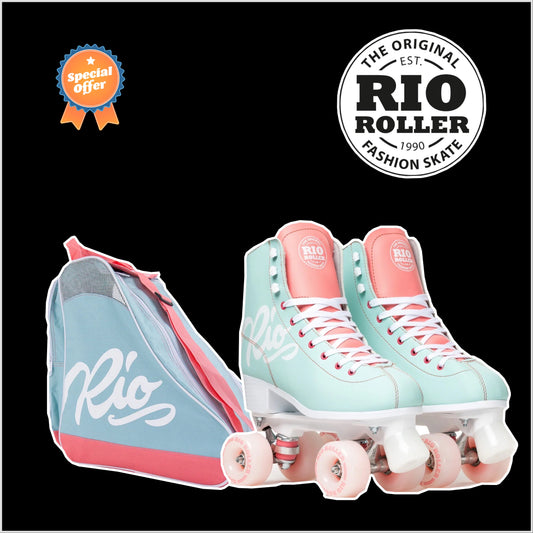 Rio Script Skates with Bag - Coral/Teal Bundle