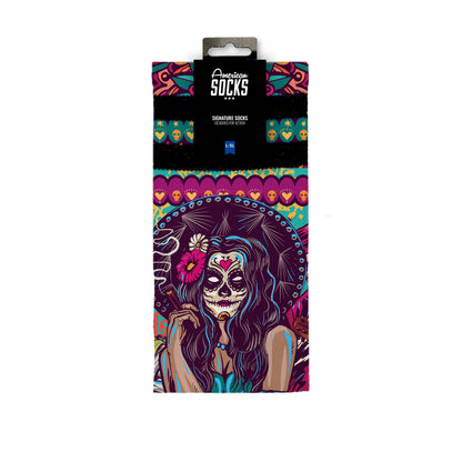 American Socks Día De Los Muertos Mid-High Socks in packaging