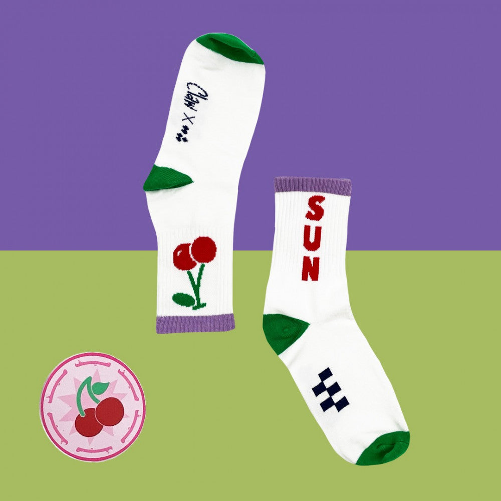 Claw Cherry Socks - White