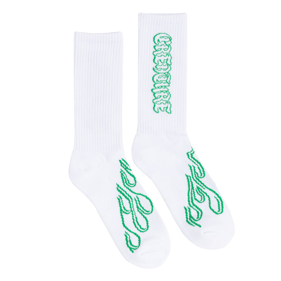 Creature To The Grave Crew Socks - White 9-11