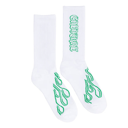 Creature To The Grave Crew Socks - White 9-11