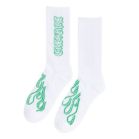 Creature To The Grave Crew Socks - White 9-11