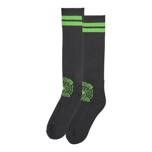 Creature Web Tall Socks - Black/Green 9-11