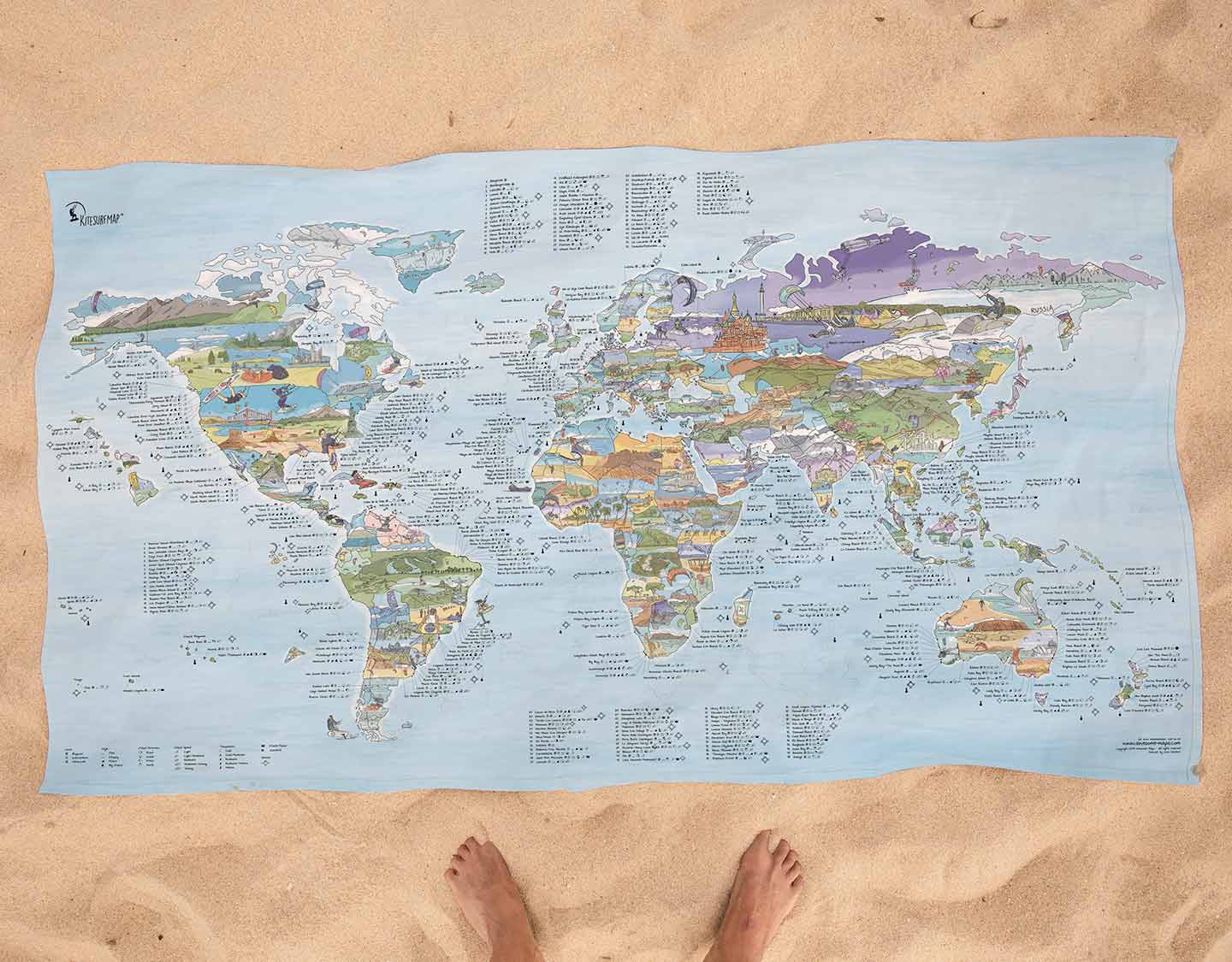 Awesome Maps - Kitesurf Map Towel [170 X 90cm]