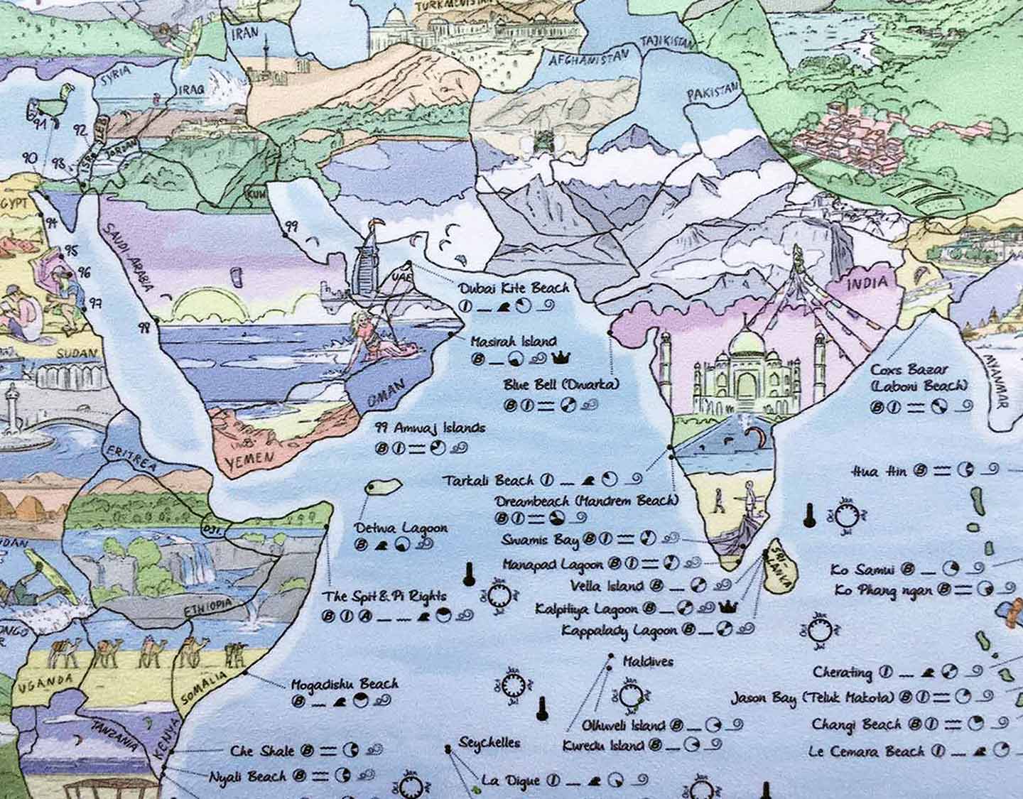 Awesome Maps - Kitesurf Map Towel [170 X 90cm]