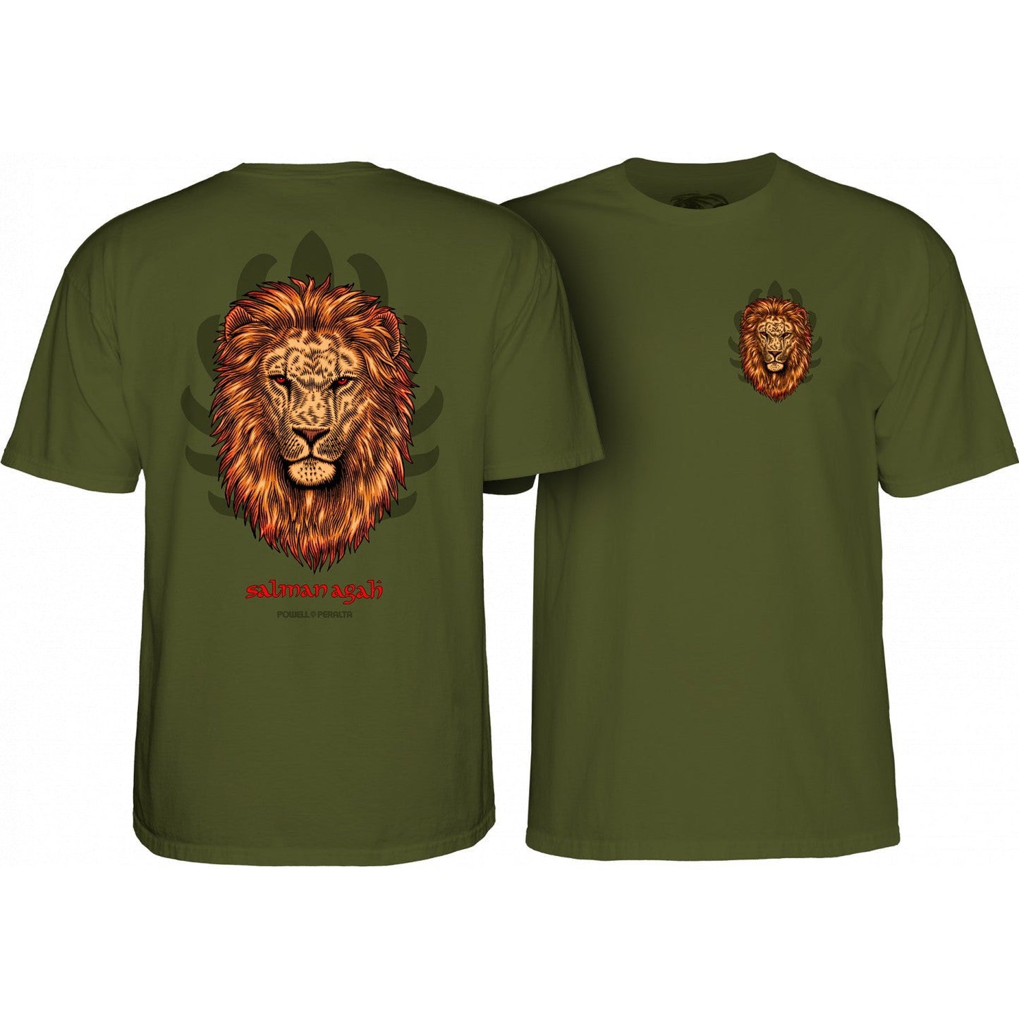 Powell Peralta SALMAN AGAH LION T-Shirt - Military Green