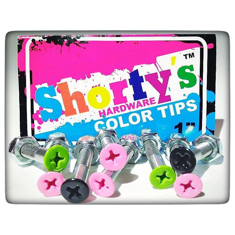 Shortys Color Tips Phillips Hardware 1 inch Pink/Green/Black set of 8