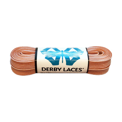 Derby Regular Waxed Roller Skates Laces - Orange/White Stripe 96" [244cm]