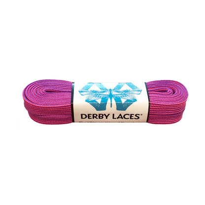 Derby Regular Waxed Roller Skates Laces - Purple/Hot Pink Stripe 96" [244cm]