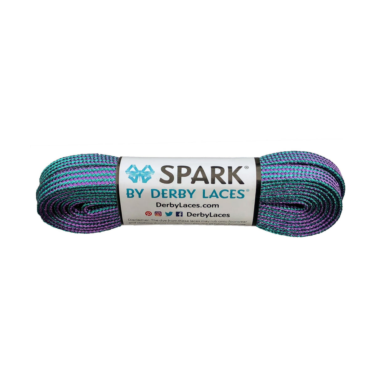 Derby Spark Roller Skates Laces - Purple/Teal Stripe 96" [244cm]