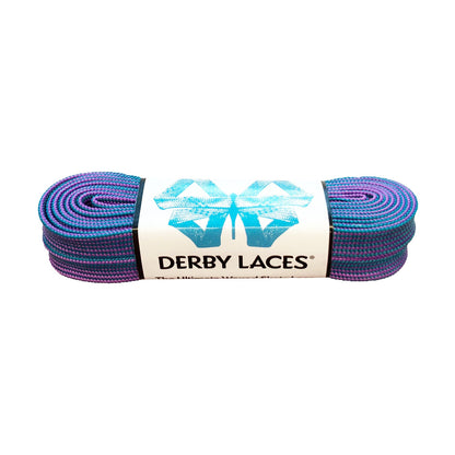 Derby Regular Waxed Roller Skates Laces - Purple/Teal Stripe 96" [244cm]