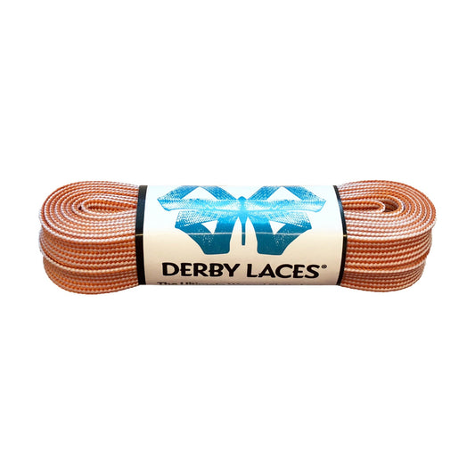 Derby Regular Waxed Roller Skates Laces - Orange/White Stripe 72" [183cm]