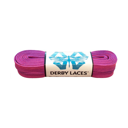 Derby Regular Waxed Roller Skates Laces - Purple/Hot Pink Stripe 72" [183cm]