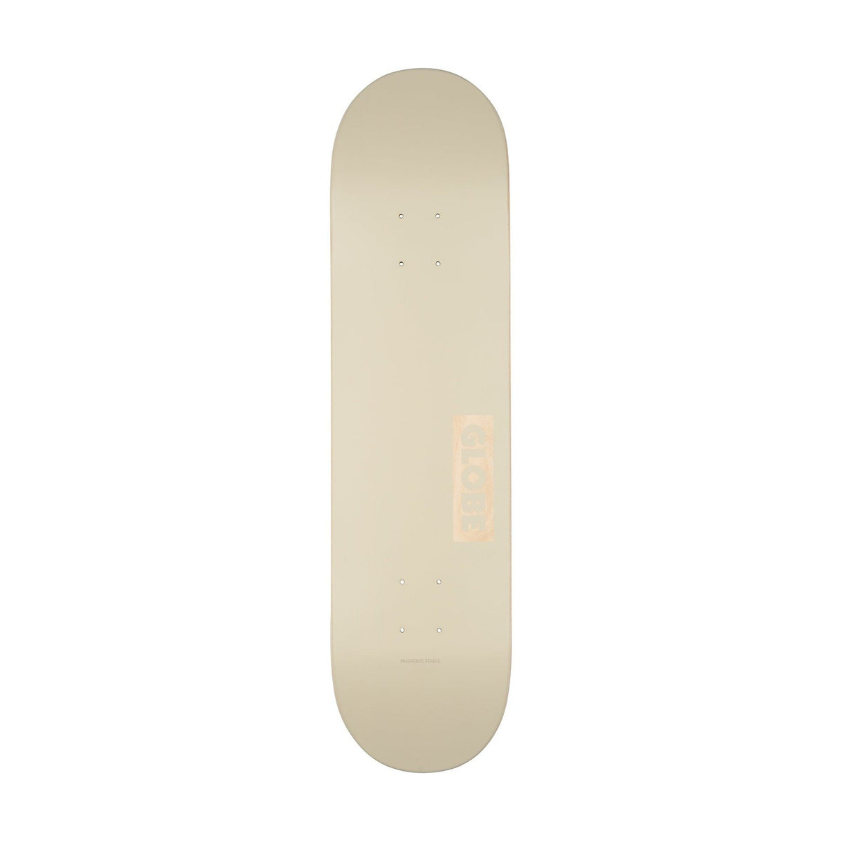 Globe Goodstock skateboard deck in off white with a cream Globe label