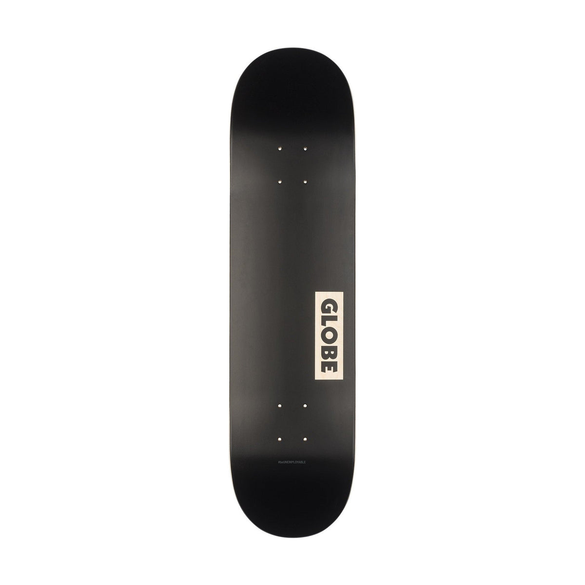 Globe Goodstock skateboard deck in black with a cream Globe label