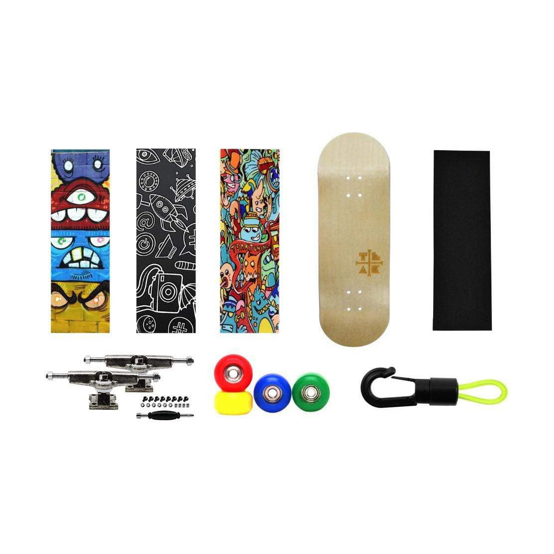 Teak Fingerboard Starter Set No. 1 - [deck, 3-wrap, tricktape, trucks, wheels]
