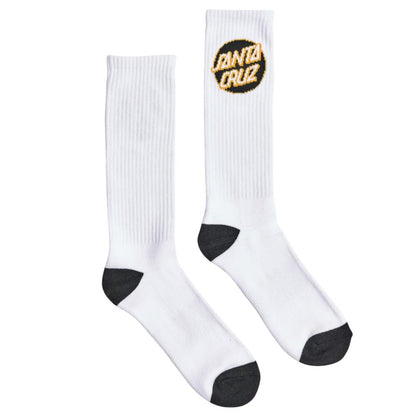 Santa Cruz Crew Socks - White with Black/Gold 9-11