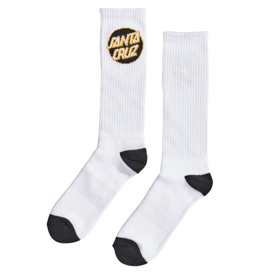 Santa Cruz Crew Socks - White with Black/Gold 9-11