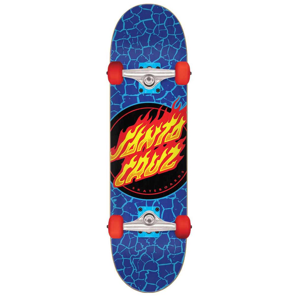 Santa Cruz Flame Dot Micro Skateboard Complete - Blue 7.5"