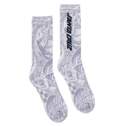 Santa Cruz Flier Crew Socks - White 9-11