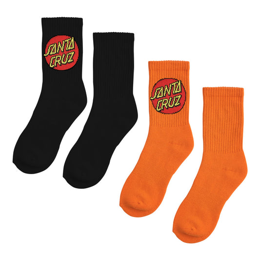 Santa Cruz Safety Crew Socks - Orange/Black 2-5.5 [youth] [4 pairs]