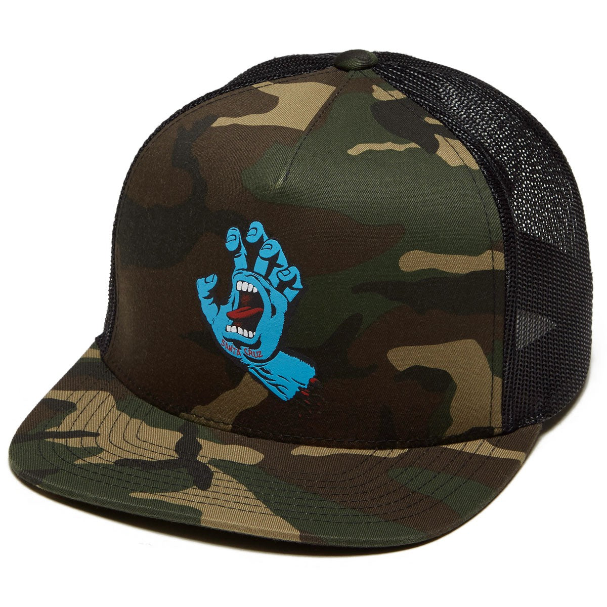 Santa Cruz Screaming Hand High-Profile Mesh Trucker Cap - Camo/Black