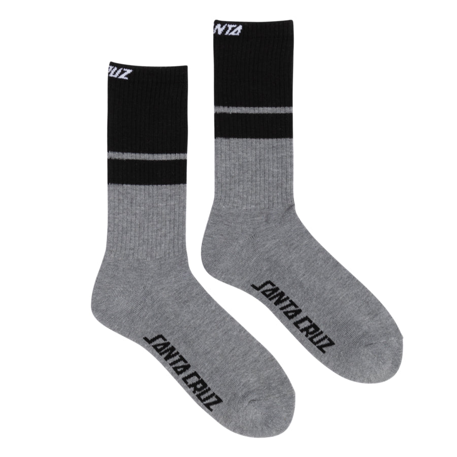 Santa Cruz Strip Stripe Eco Crew Socks - Gunmetal Heather 9-11