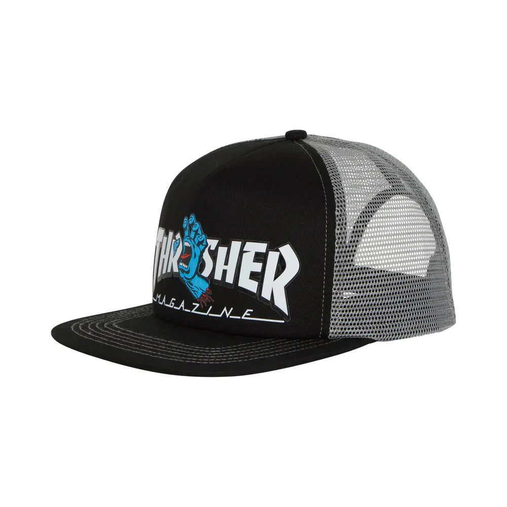 Santa Cruz Thrasher Screaming Logo Mesh Trucker Cap - White/Black