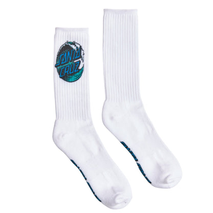 Santa Cruz Wave Dot Crew Socks - White