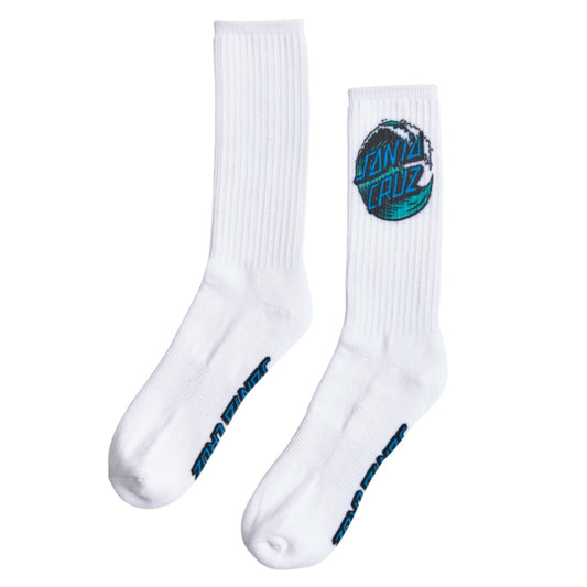 Santa Cruz Wave Dot Crew Socks - White