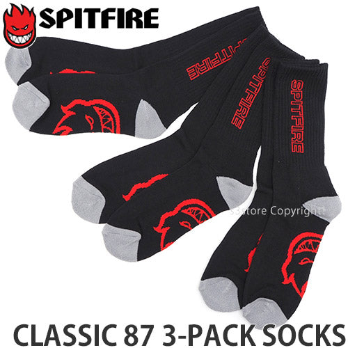 Spitfire Classic 87' Socks - B/R/G - Black [3-Pack]