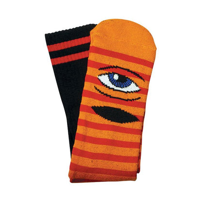 Toy Machine Sect Eye Stripe Socks - Orange/Red