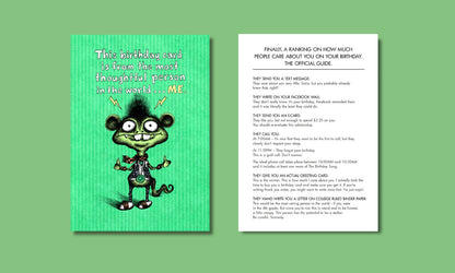 Bald Guy Birthday Rankings greeting card, front and inside